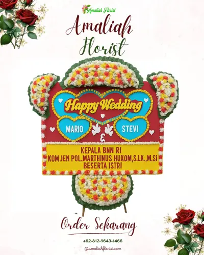 Karangan Papan Bunga Pernikahan di Sombo